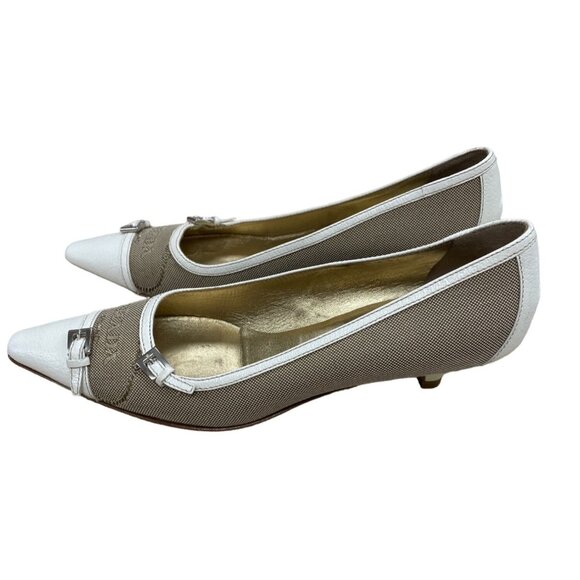 Prada Vero Cuoio Vintage Womens White  Brown Leather Shoes 6 36.5 SKU 1454 - Picture 1 of 6